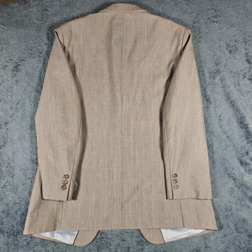 Banana Republic Mens Wool 44R Tailored Blazer Tan Glen Plaid Sport Coat 235843 - Picture 10 of 15